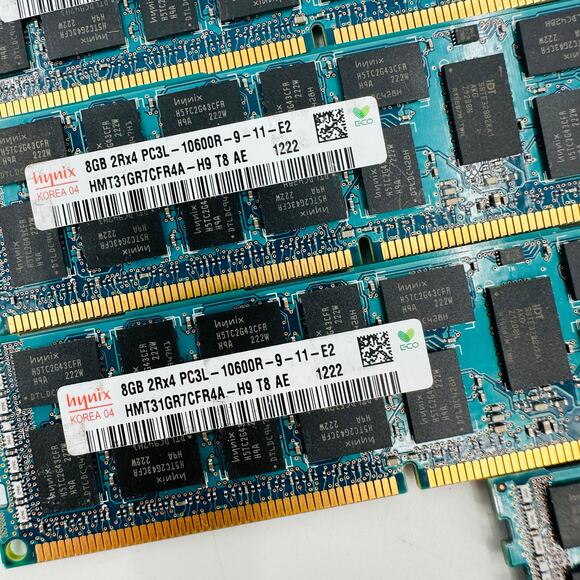 Lot of 7 Hynix 8GB 2Rx4 PC3L-10600R-9-11-E2 Server Memory HMT31GR7CFR4A-H9 T8 AE - Picture 6 of 8